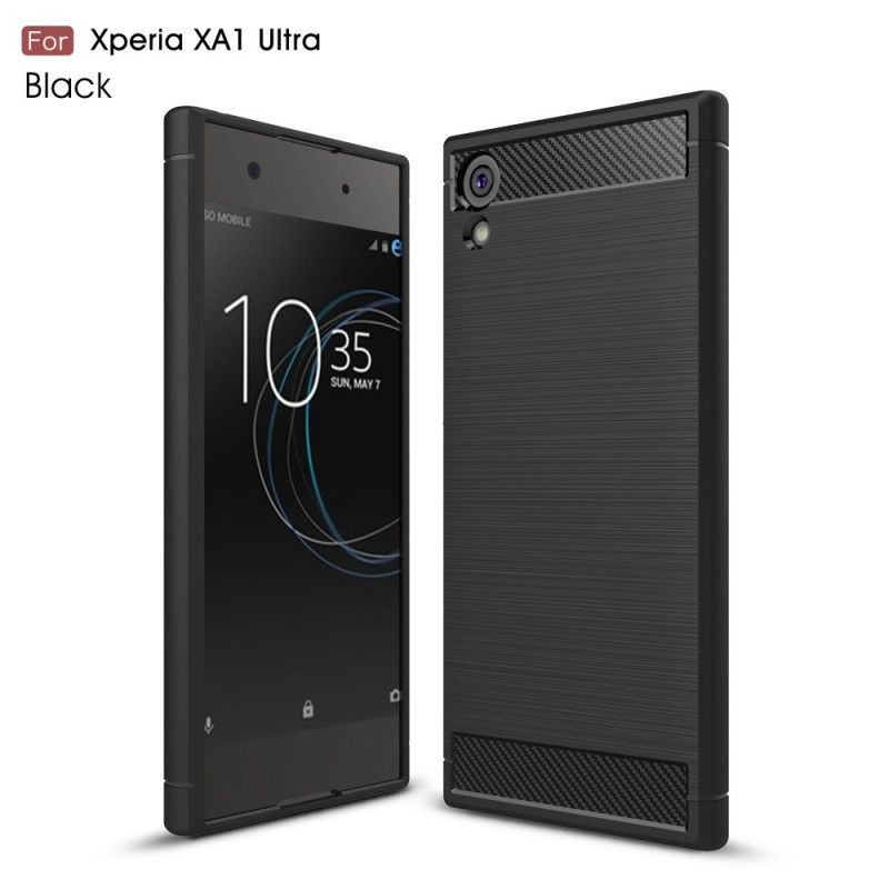 Hoesje Sony Xperia XA1 Ultra Rood Zwart Geborsteld Koolstofvezel