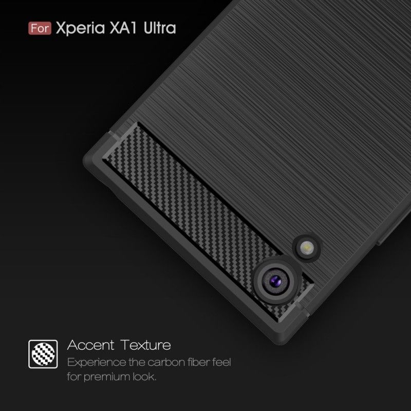 Hoesje Sony Xperia XA1 Ultra Rood Zwart Geborsteld Koolstofvezel