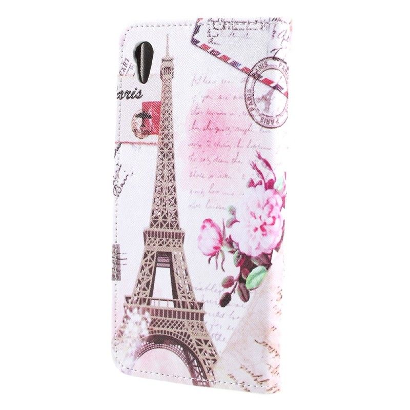 Leren Hoesje voor Sony Xperia XA1 Ultra Retro Eiffeltoren