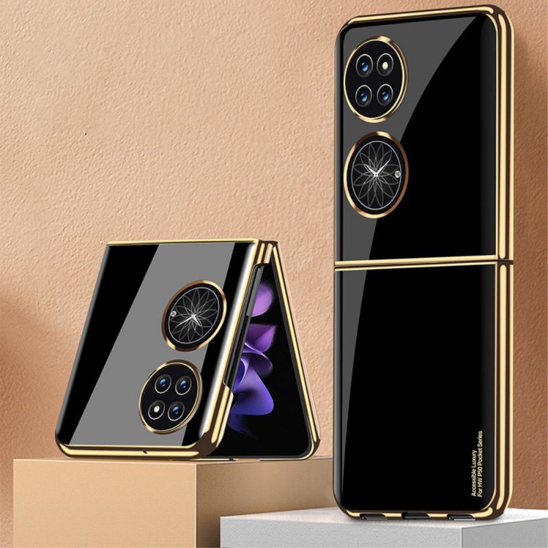 Hoesje Huawei P50 Pocket Zwart Metalen Stijl Randen Bescherming Hoesje