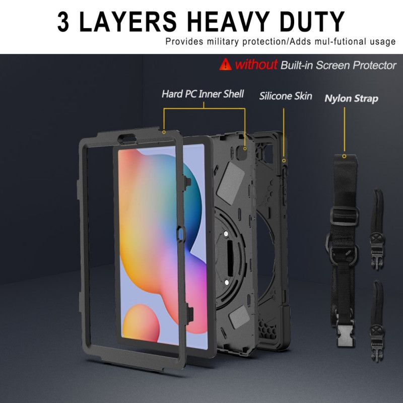 Case Hoesje Samsung Galaxy Tab S6 Lite Rood Zwart Telefoonhoesje Multifunctioneel