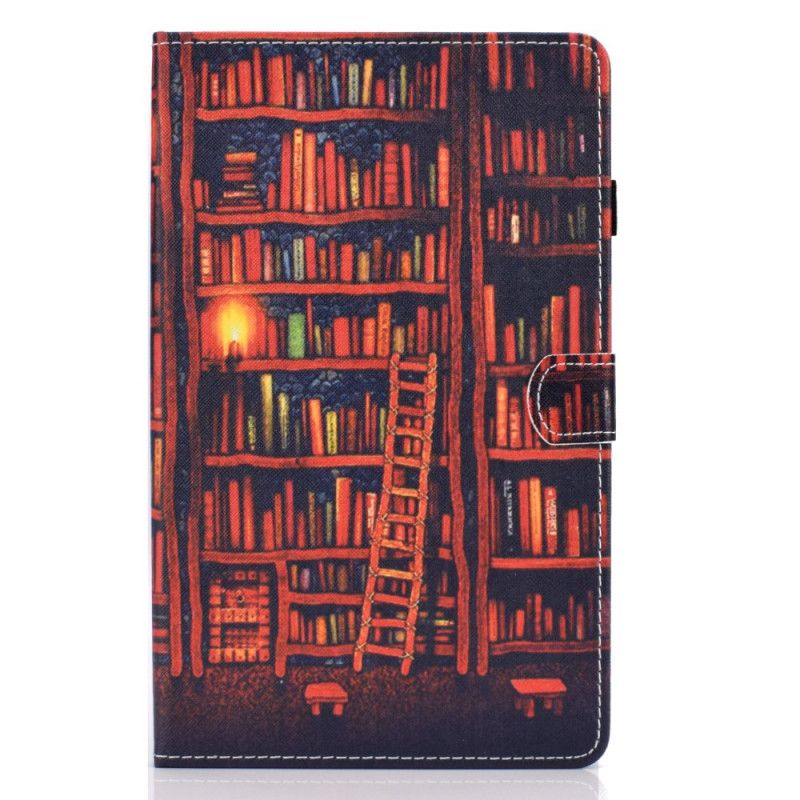 Flip Case Leren Samsung Galaxy Tab S6 Lite Donkerrood Bruin Bibliotheek