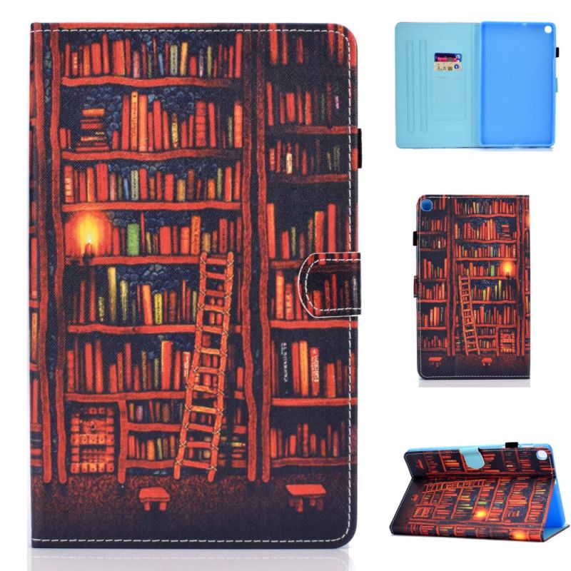 Flip Case Leren Samsung Galaxy Tab S6 Lite Donkerrood Bruin Bibliotheek