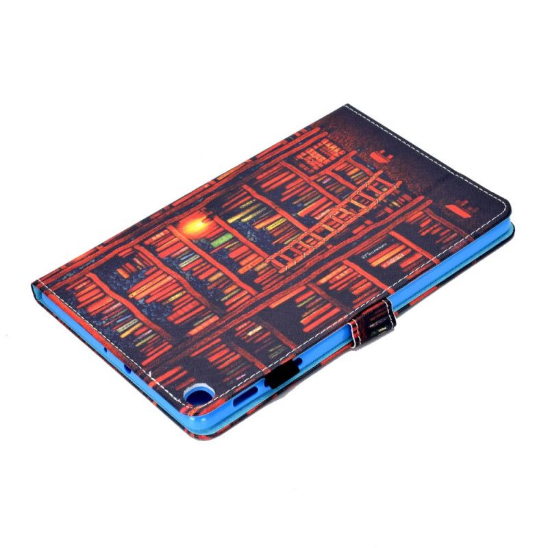 Flip Case Leren Samsung Galaxy Tab S6 Lite Donkerrood Bruin Bibliotheek