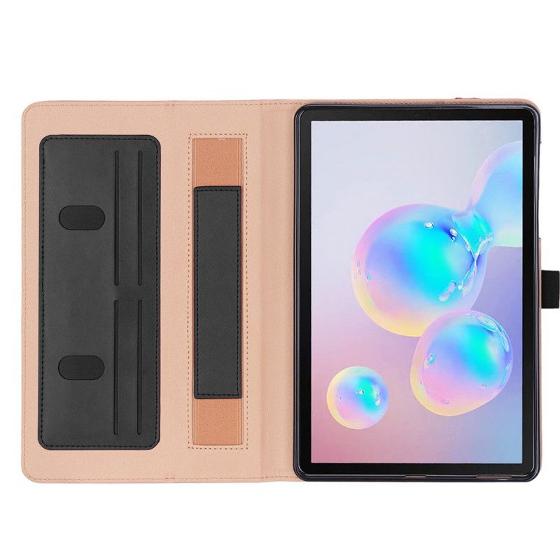 Leren Hoesje Samsung Galaxy Tab S6 Lite Rood Zwart Telefoonhoesje Multifunctioneel Bedrijf
