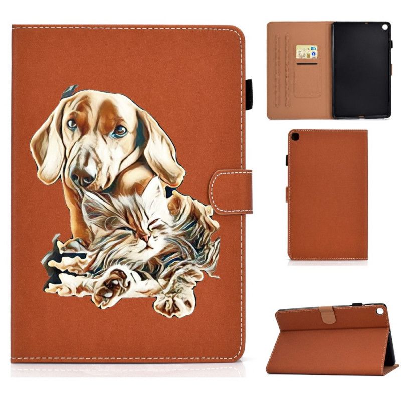 Leren Hoesje Samsung Galaxy Tab S6 Lite Telefoonhoesje Hond En Kat