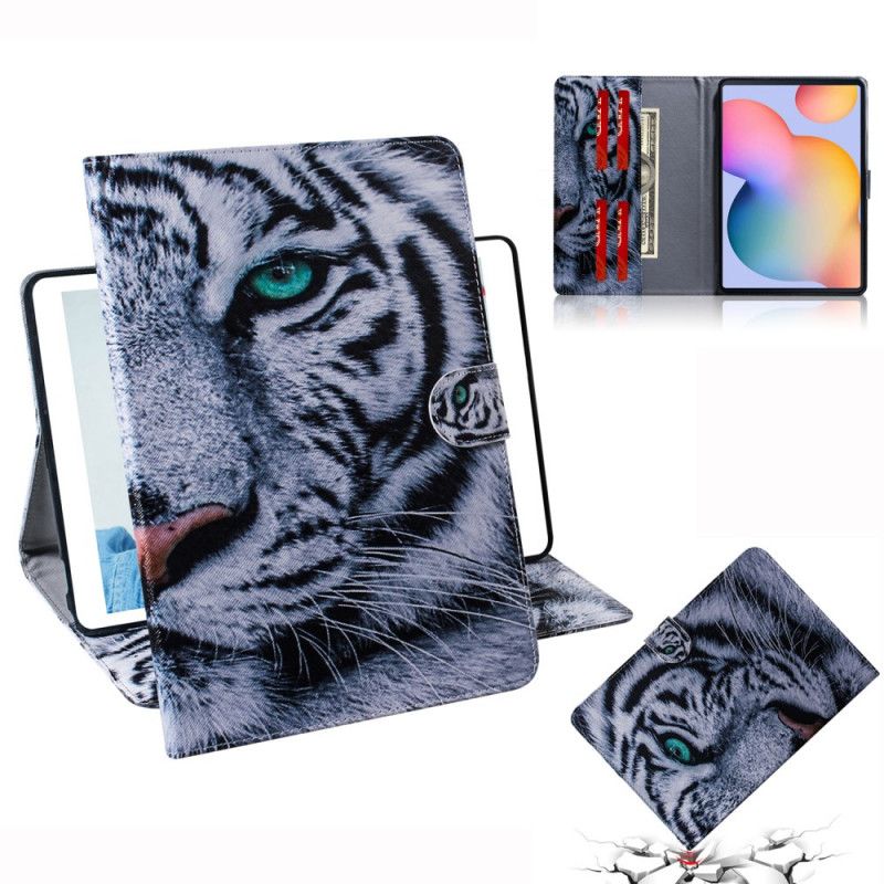 Leren Hoesje Samsung Galaxy Tab S6 Lite Tijgerkop