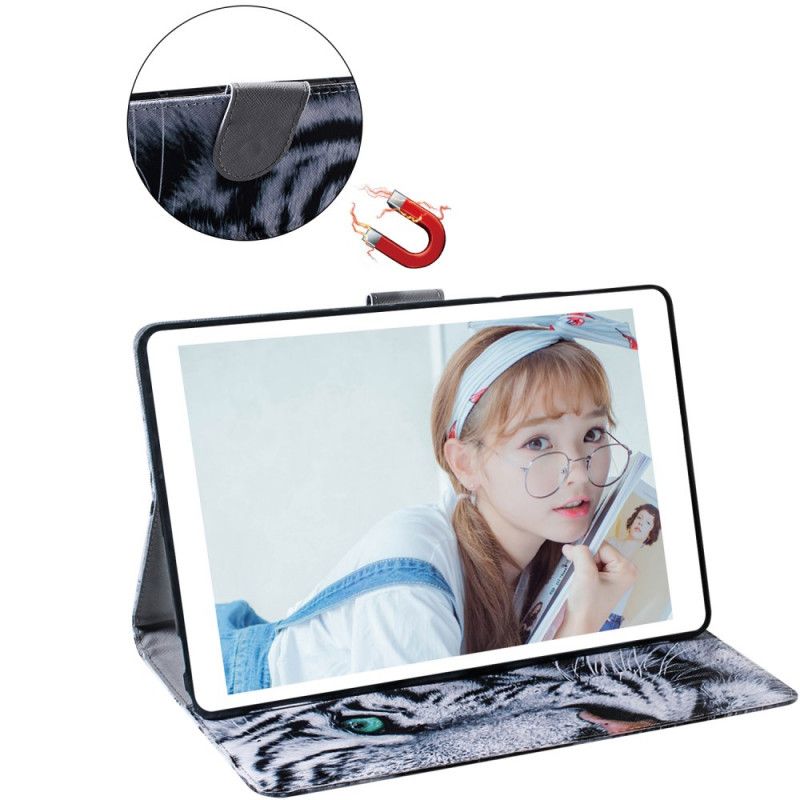 Leren Hoesje Samsung Galaxy Tab S6 Lite Tijgerkop