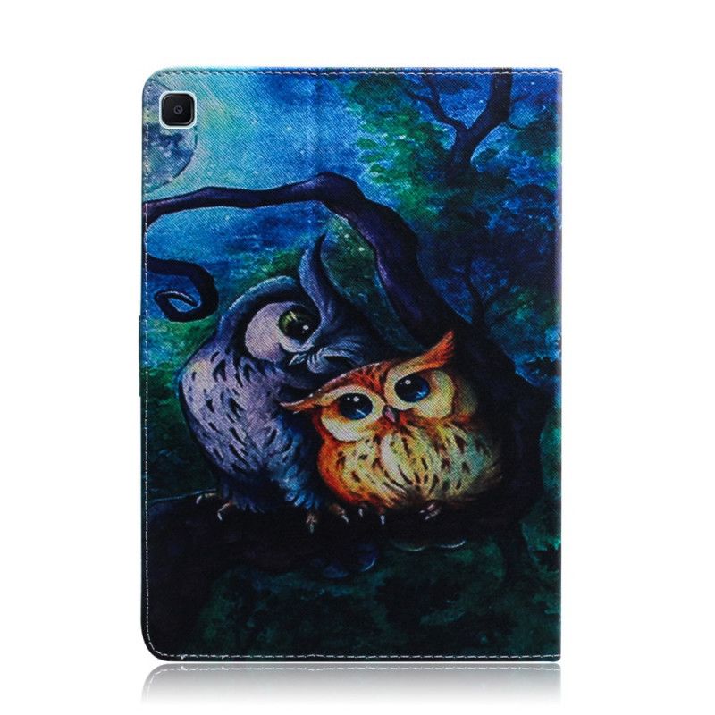 Leren Hoesje Samsung Galaxy Tab S6 Lite Uil Schilderij