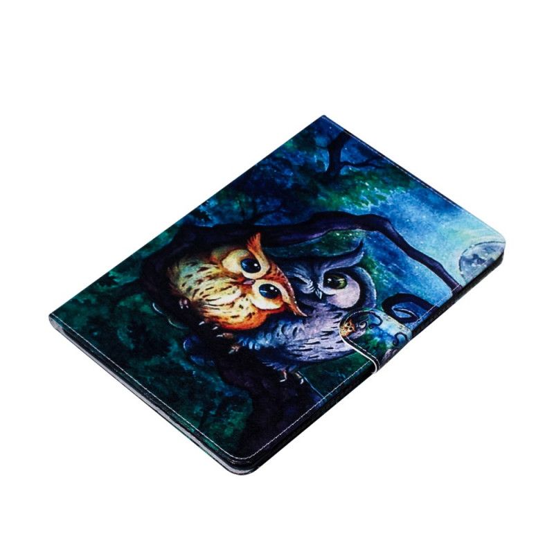 Leren Hoesje Samsung Galaxy Tab S6 Lite Uil Schilderij