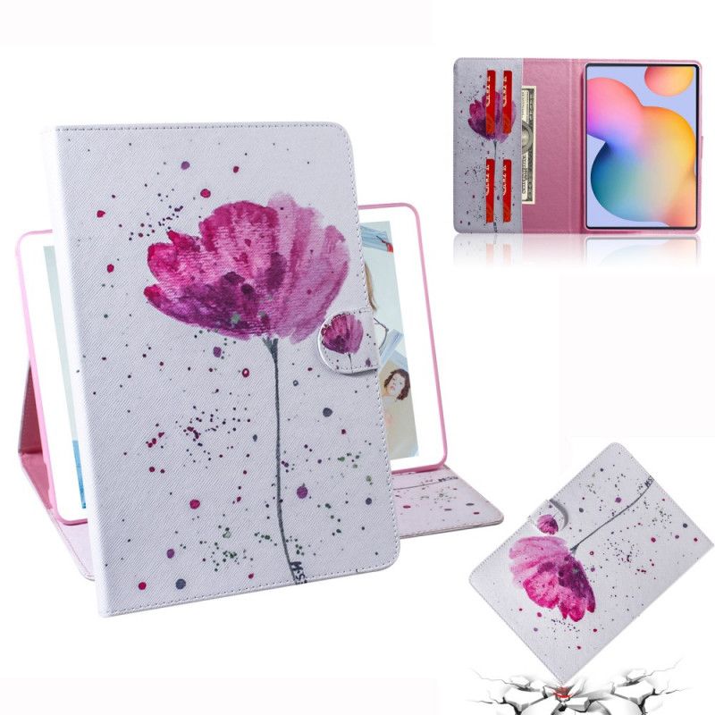 Leren Hoesje voor Samsung Galaxy Tab S6 Lite Klaproos