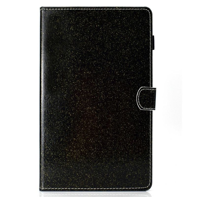Leren Hoesje voor Samsung Galaxy Tab S6 Lite Magenta Zwart Sprankelende Glitter