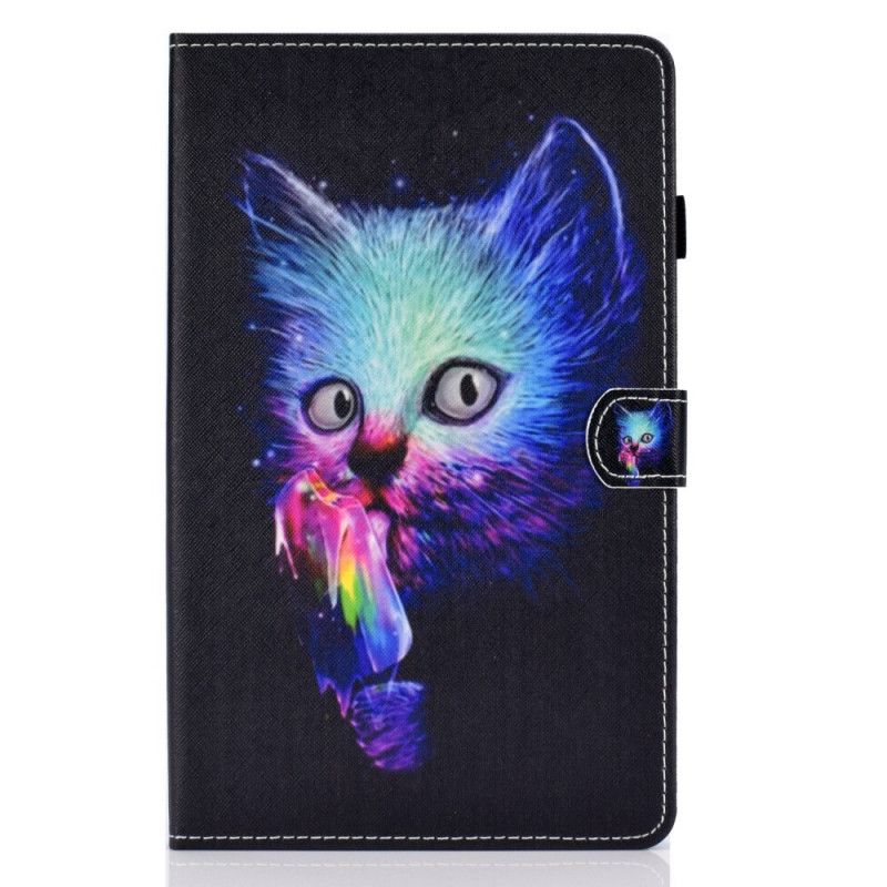 Leren Hoesje voor Samsung Galaxy Tab S6 Lite Psycho Cat