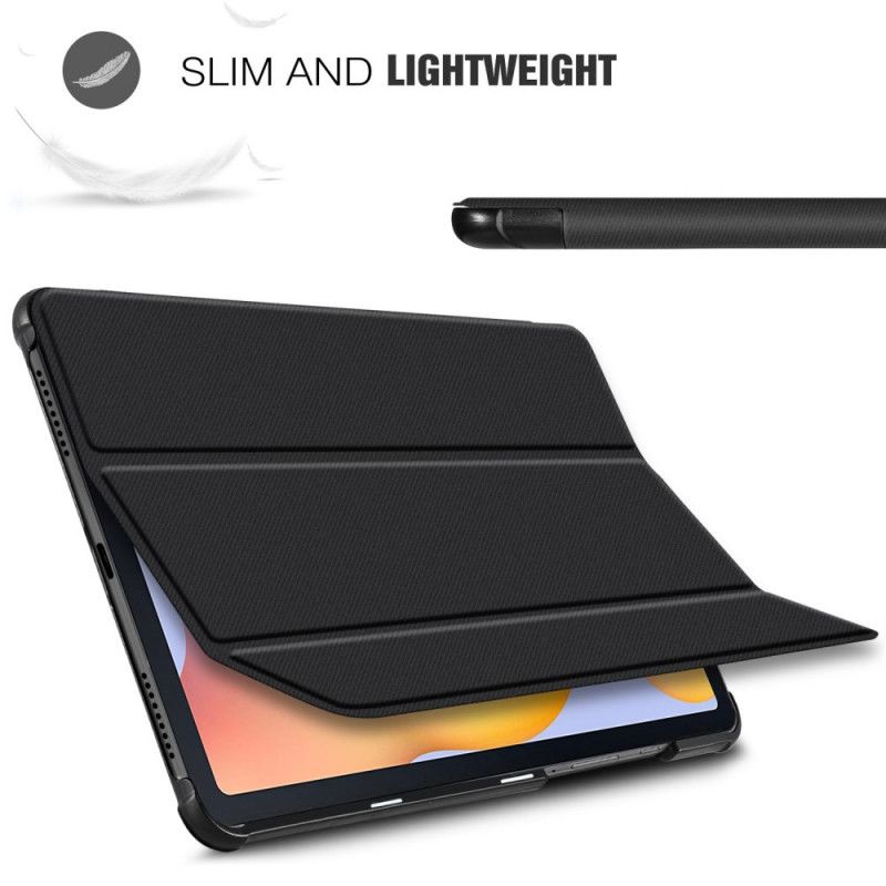 Smart Case Samsung Galaxy Tab S6 Lite Donkerblauw Zwart Drievoudige Verstevigde Hoeken