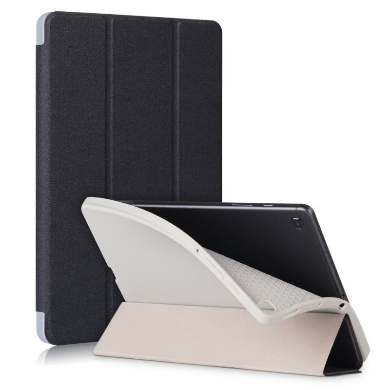 Smart Case Samsung Galaxy Tab S6 Lite Grijs Zwart Kunstleer Stof Textuur