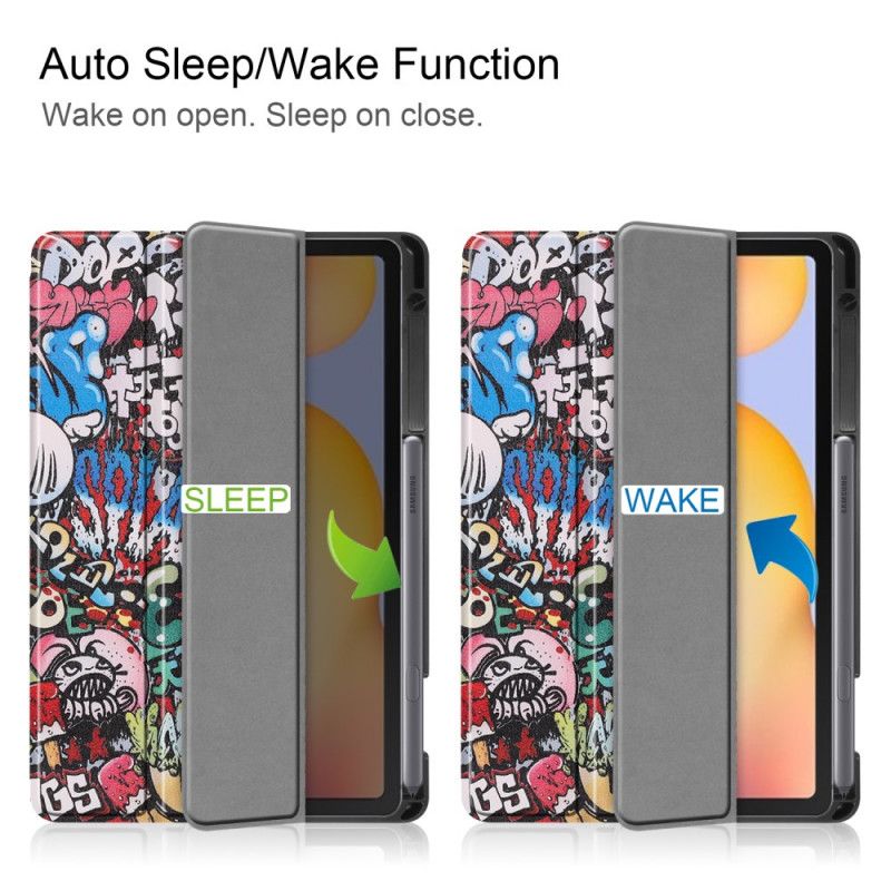 Smartcase Samsung Galaxy Tab S6 Lite Graffiti Potloodhouder