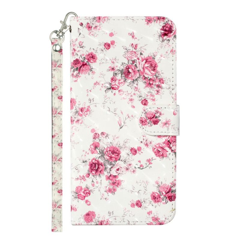 Bescherming Hoesje Samsung Galaxy S21 Ultra 5G Telefoonhoesje Bloemen Lichtvlekjes Met Riempje