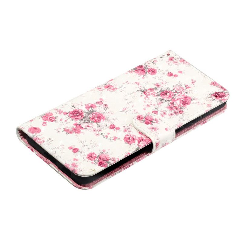 Bescherming Hoesje Samsung Galaxy S21 Ultra 5G Telefoonhoesje Bloemen Lichtvlekjes Met Riempje