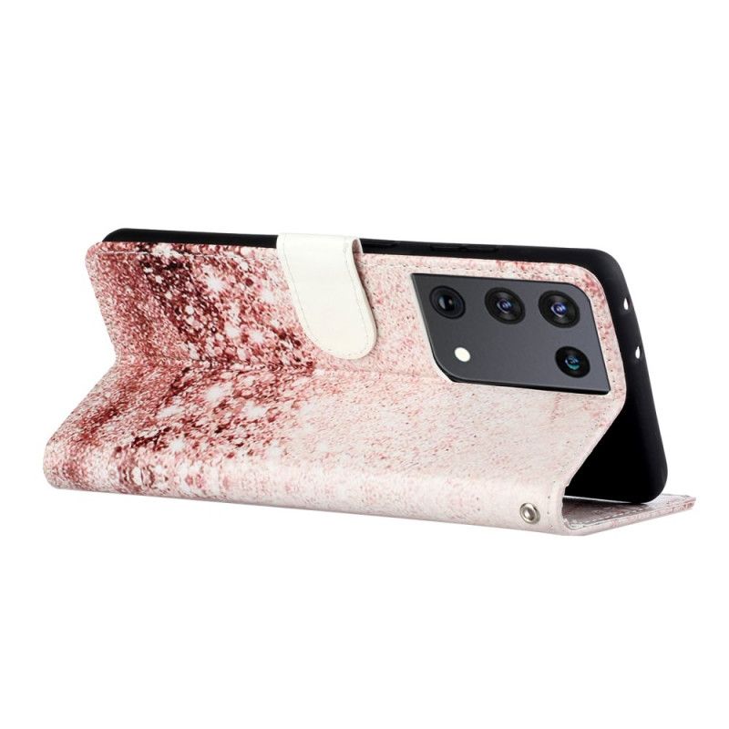 Bescherming Hoesje Samsung Galaxy S21 Ultra 5G Telefoonhoesje Designer Pailletten