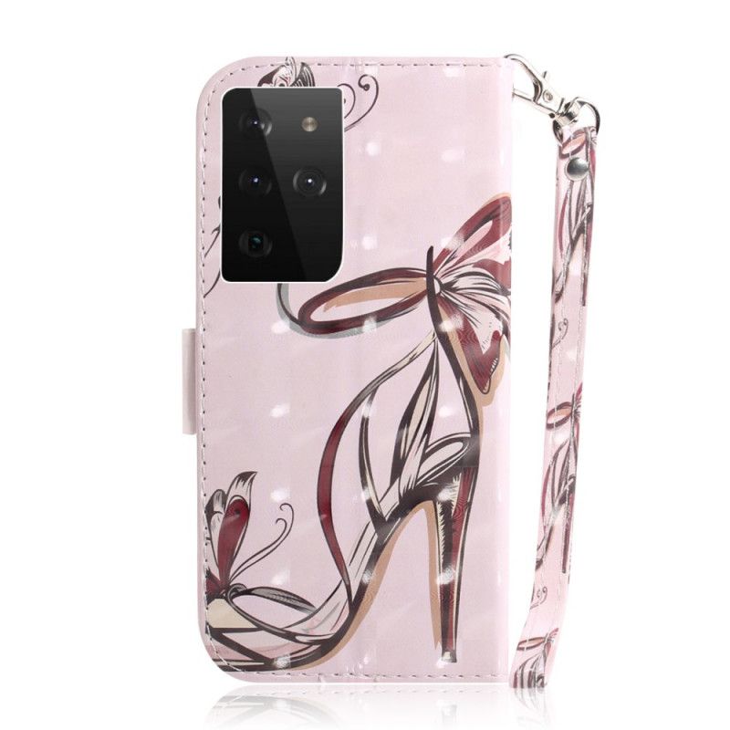 Bescherming Hoesje Samsung Galaxy S21 Ultra 5G Telefoonhoesje Pumps Met Riempjes