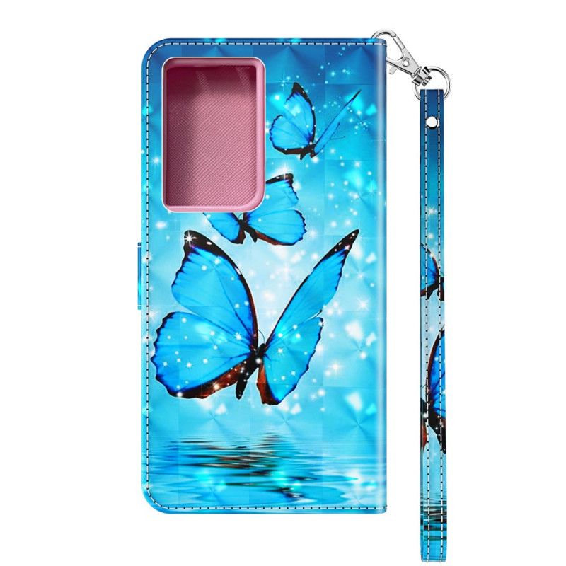 Bescherming Hoesje Samsung Galaxy S21 Ultra 5G Telefoonhoesje Vliegende Blauwe Vlinders