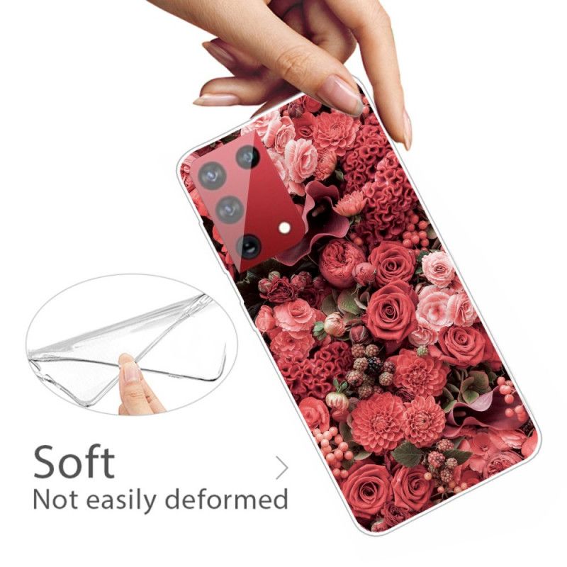 Case Hoesje Samsung Galaxy S21 Ultra 5G Roze Rood Telefoonhoesje Intense Bloemen