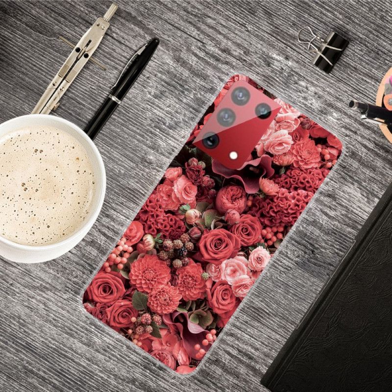 Case Hoesje Samsung Galaxy S21 Ultra 5G Roze Rood Telefoonhoesje Intense Bloemen