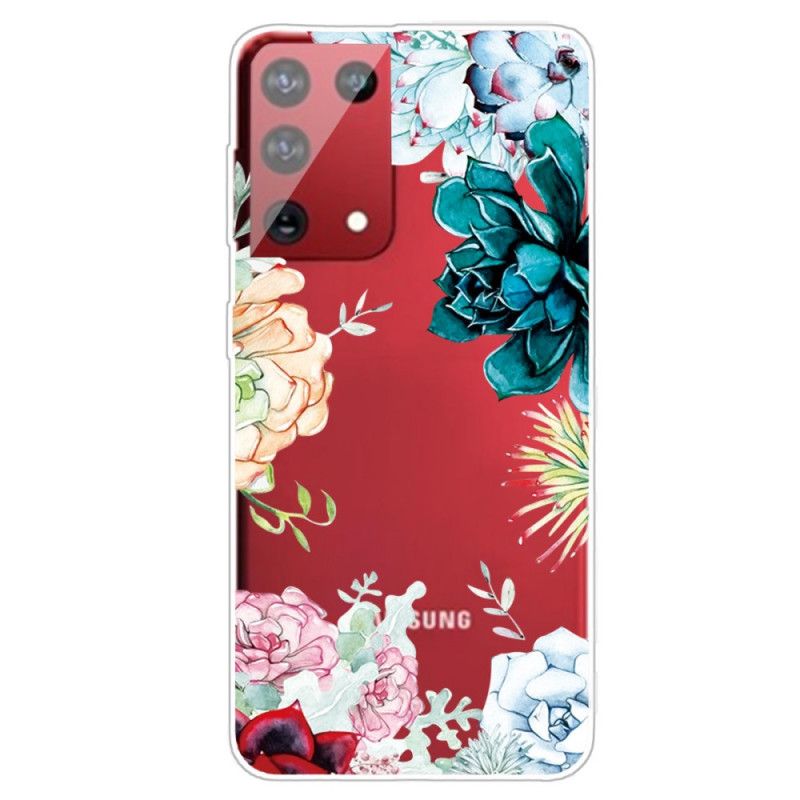 Case Hoesje Samsung Galaxy S21 Ultra 5G Telefoonhoesje Aquarel Bloemen