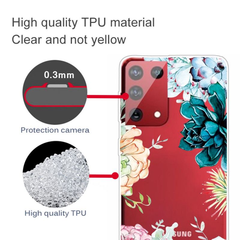 Case Hoesje Samsung Galaxy S21 Ultra 5G Telefoonhoesje Aquarel Bloemen