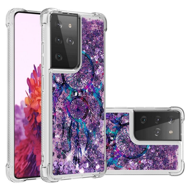 Case Hoesje Samsung Galaxy S21 Ultra 5G Telefoonhoesje Glitter Dromenvanger
