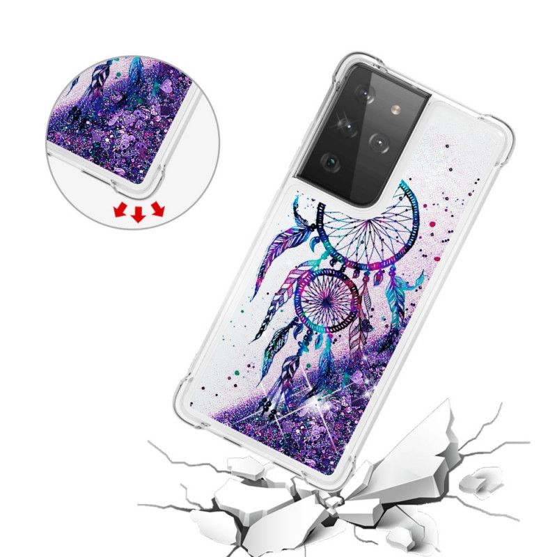 Case Hoesje Samsung Galaxy S21 Ultra 5G Telefoonhoesje Glitter Dromenvanger