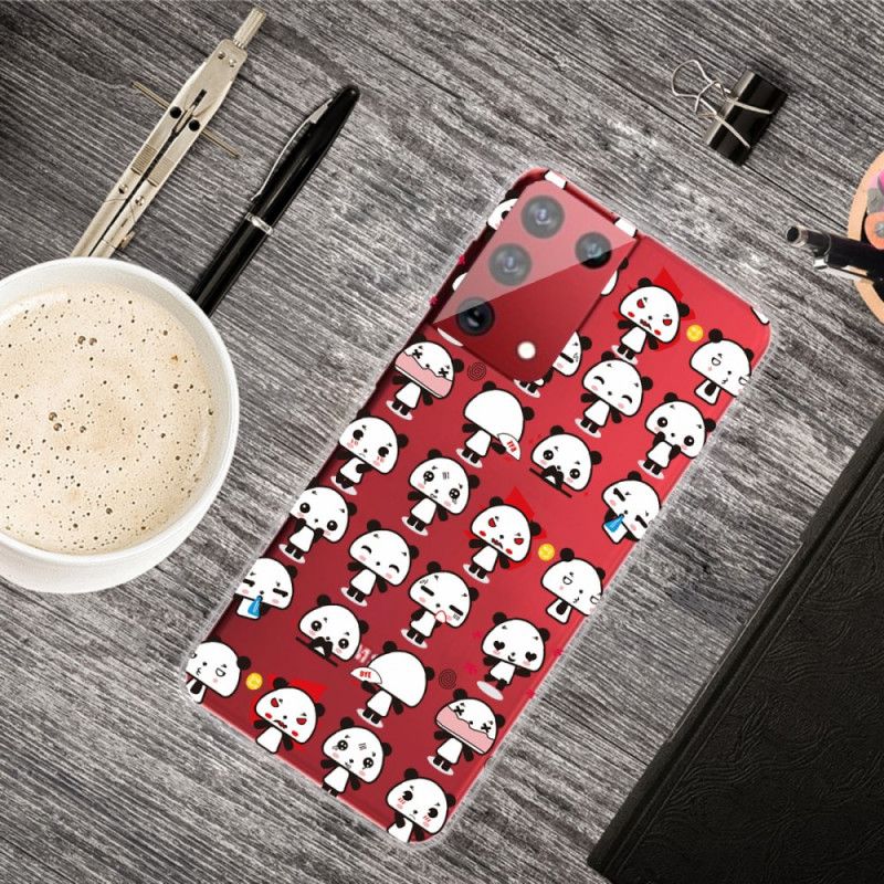 Case Hoesje Samsung Galaxy S21 Ultra 5G Telefoonhoesje Transparante Grappige Panda'S