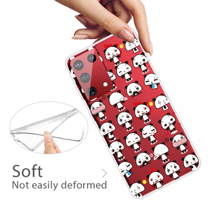 Case Hoesje Samsung Galaxy S21 Ultra 5G Telefoonhoesje Transparante Grappige Panda'S