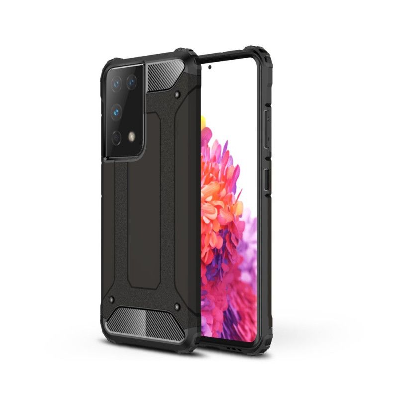 Case Hoesje Samsung Galaxy S21 Ultra 5G Wit Zwart Telefoonhoesje Overlevende