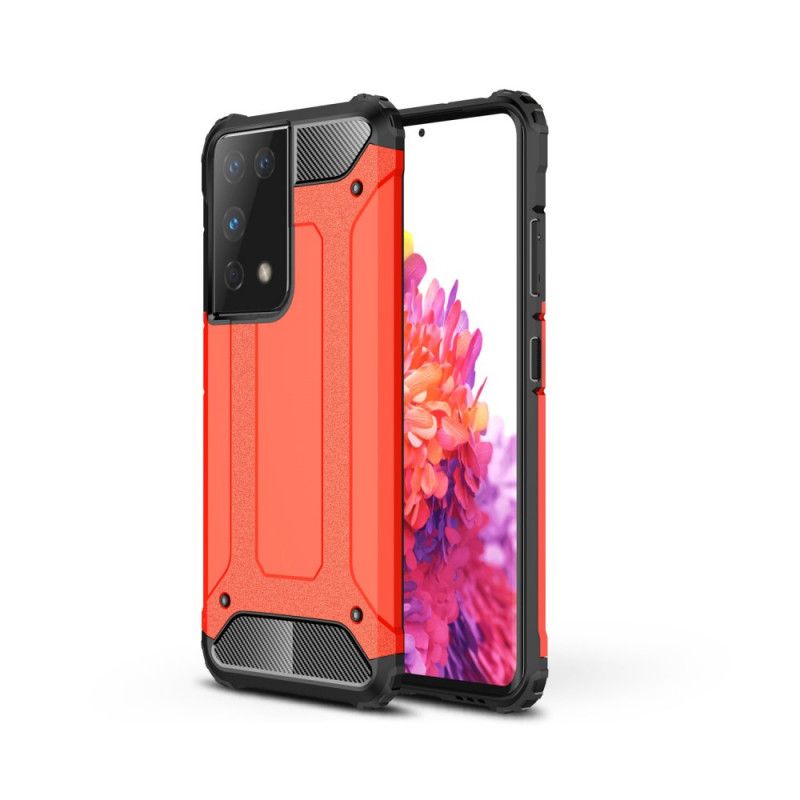 Case Hoesje Samsung Galaxy S21 Ultra 5G Wit Zwart Telefoonhoesje Overlevende