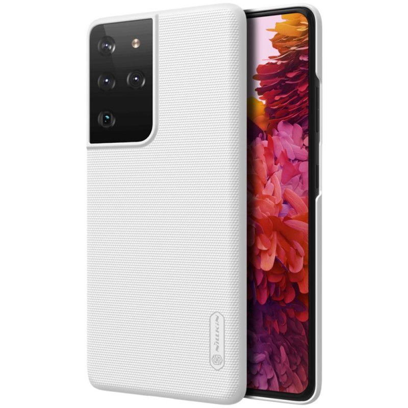 Case Hoesje Samsung Galaxy S21 Ultra 5G Wit Zwart Telefoonhoesje Stijve Frosted Nillkin