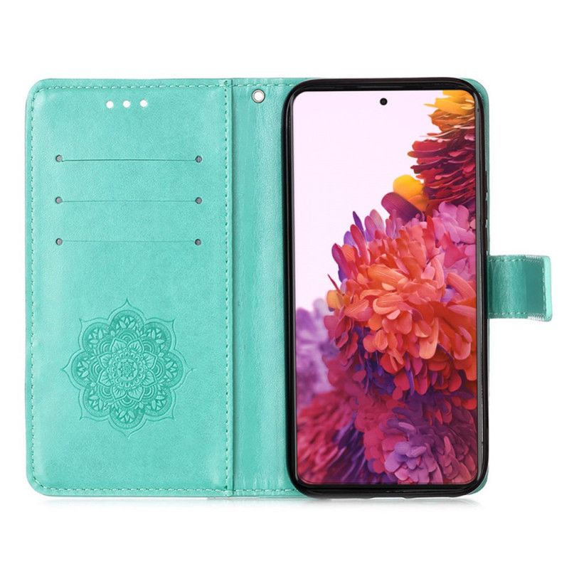 Cover Folio-hoesje Samsung Galaxy S21 Ultra 5G Grijs Zwart Telefoonhoesje Dromenvanger Print En Riem