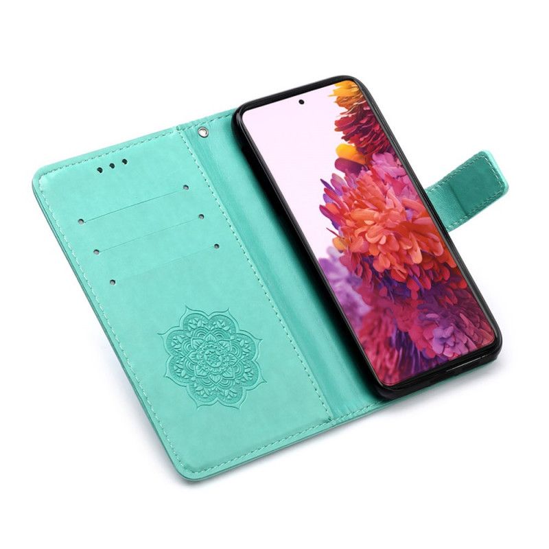 Cover Folio-hoesje Samsung Galaxy S21 Ultra 5G Grijs Zwart Telefoonhoesje Dromenvanger Print En Riem