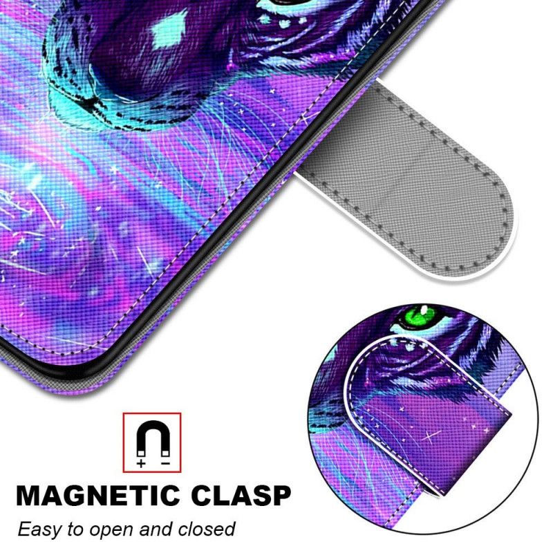 Cover Folio-hoesje Samsung Galaxy S21 Ultra 5G Paars Zwart Telefoonhoesje Magische Katachtige
