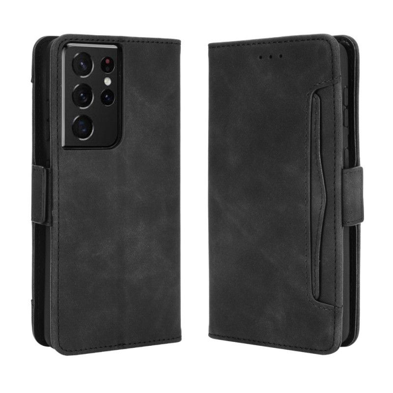 Cover Folio-hoesje Samsung Galaxy S21 Ultra 5G Rood Zwart Telefoonhoesje Eerste Klas Multikaart
