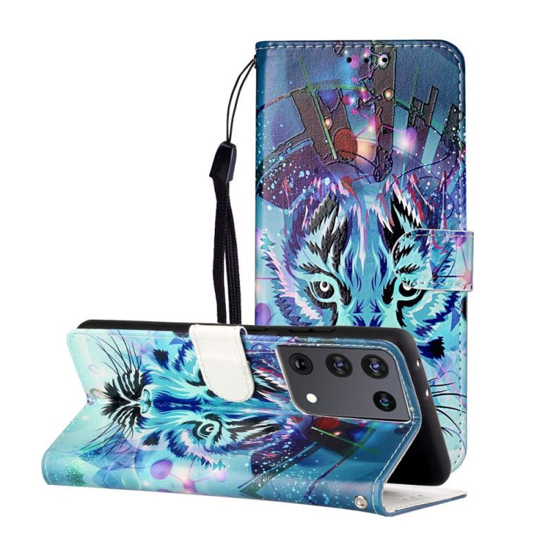 Cover Folio-hoesje Samsung Galaxy S21 Ultra 5G Telefoonhoesje Koning Tijger