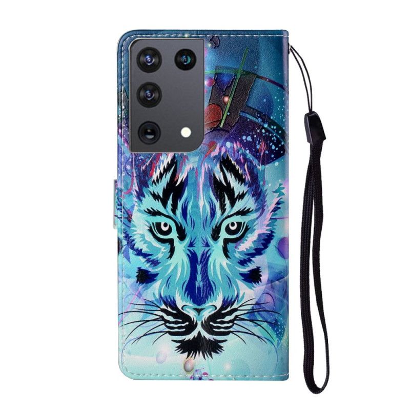 Cover Folio-hoesje Samsung Galaxy S21 Ultra 5G Telefoonhoesje Koning Tijger