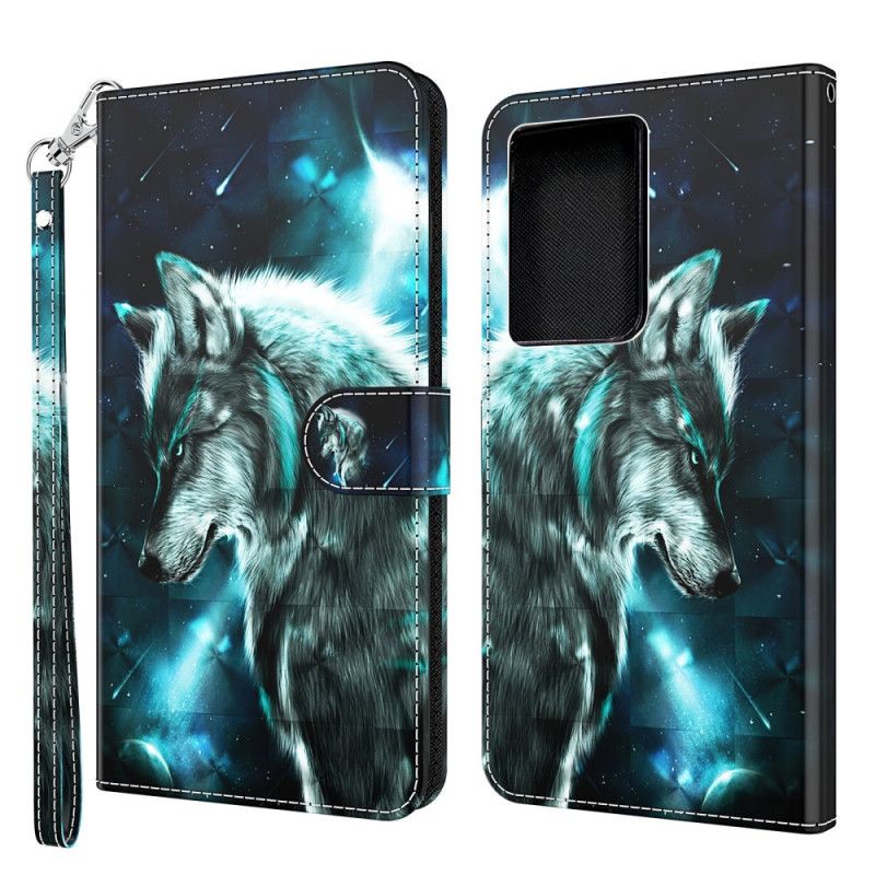 Cover Folio-hoesje Samsung Galaxy S21 Ultra 5G Telefoonhoesje Majestueuze Wolf