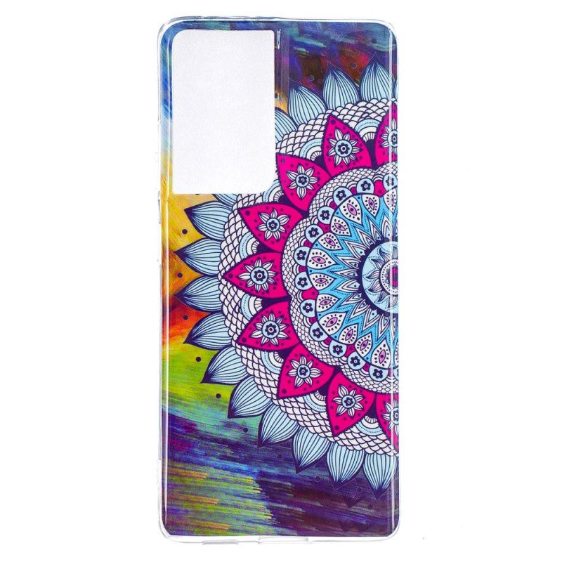 Cover Hoesje Samsung Galaxy S21 Ultra 5G Telefoonhoesje Fluorescerende Mandala