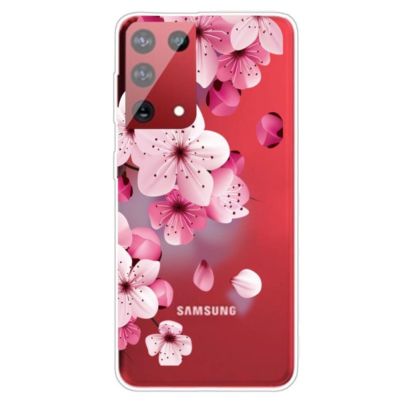 Cover Hoesje Samsung Galaxy S21 Ultra 5G Telefoonhoesje Kleine Roze Bloemen