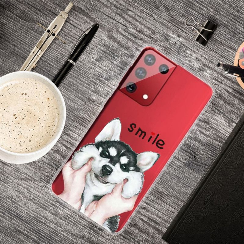 Cover Hoesje Samsung Galaxy S21 Ultra 5G Telefoonhoesje Smile Dog