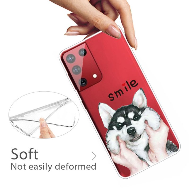 Cover Hoesje Samsung Galaxy S21 Ultra 5G Telefoonhoesje Smile Dog