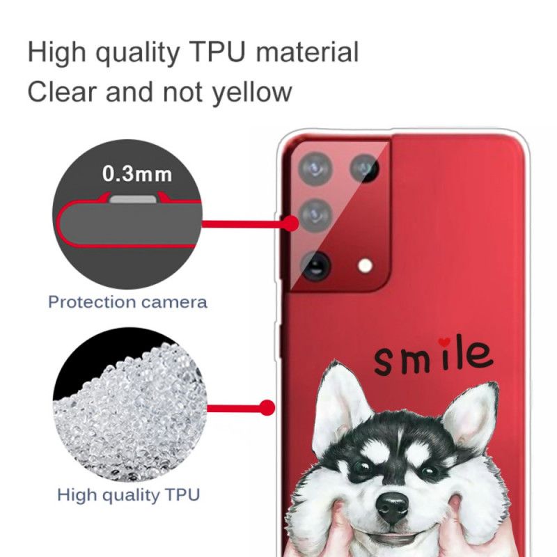 Cover Hoesje Samsung Galaxy S21 Ultra 5G Telefoonhoesje Smile Dog