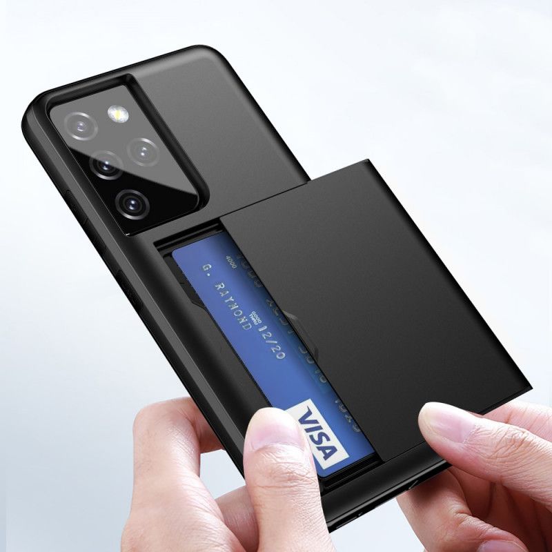 Cover Hoesje Samsung Galaxy S21 Ultra 5G Wit Zwart Telefoonhoesje Stijve Flitsende Kaarthouder