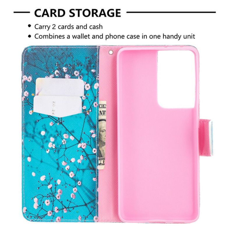 Flip Case Leren Samsung Galaxy S21 Ultra 5G Bloeiende Boom